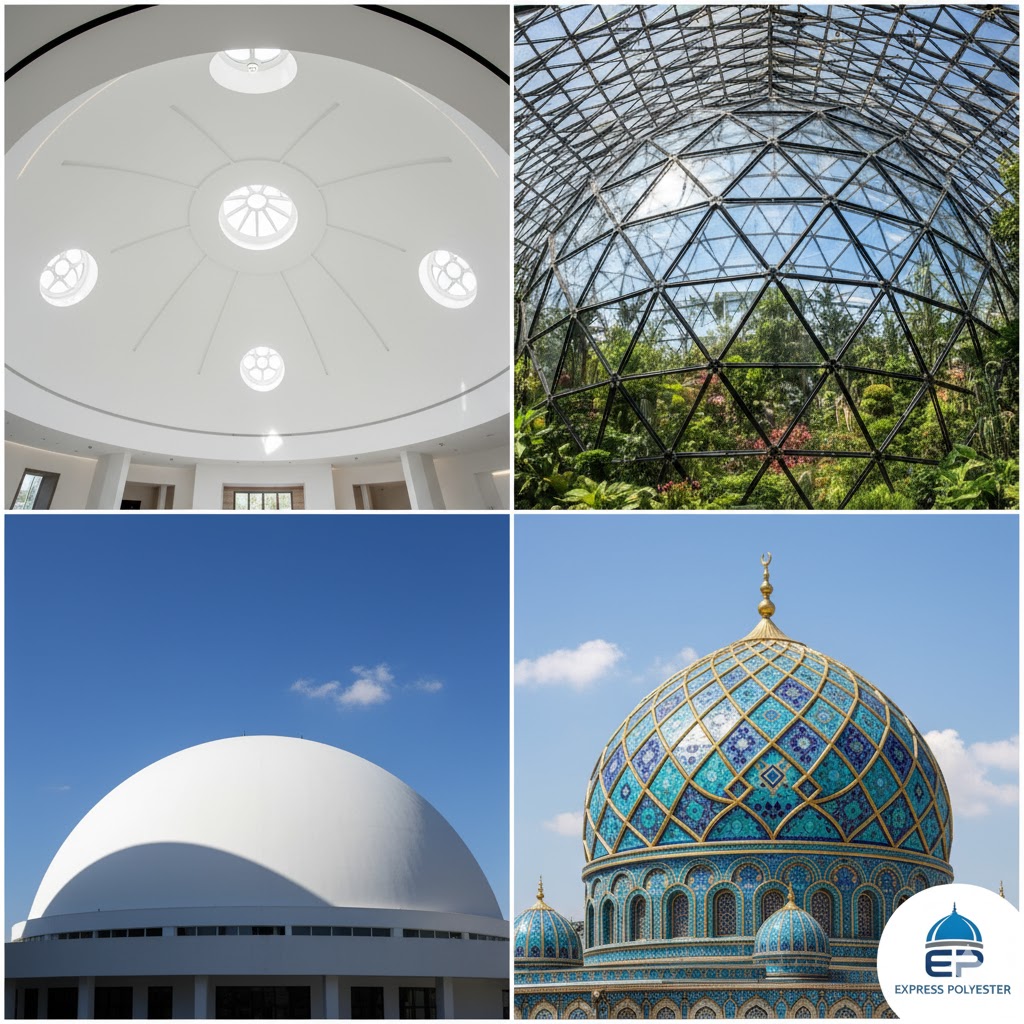 Fiberglass kubbe üretimi – cam elyaf takviyeli polyester kubbe modeli dış mekân uygulaması